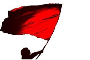 Красное знамя над городом Ригой