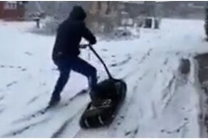 Самодельный снегоход сбежал от владельца
