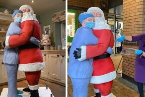 Кондитер испекла гигантского Деда Мороза в поддержку медработников