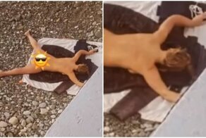 К Новому году готовится? В Сочи на пляже заметили загорающую нагишом девушку