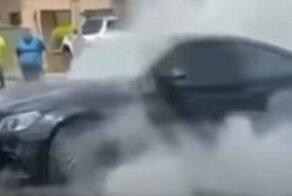 Водителю предъявлено обвинение после того, как спортивный Mercedes загорелся во время попытки пожечь резину
