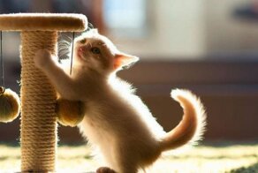 Как приучить кошку и котенка к когтеточке