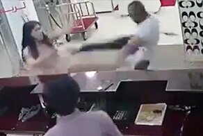 Девушка в мини юбке дала отпор хулигану