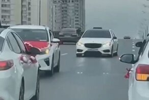 Обычный свадебный кортеж в Москве