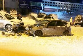 Авария дня.  Столкновение трех машин в Петропавловске
