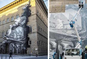 Художник символически «открыл» музей во Флоренции, разместив на фасаде фотоколлаж интерьера