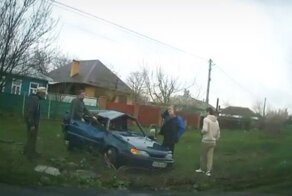 Эффектный вылет с дороги в Краснодарском крае