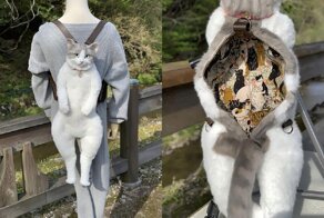 Японка сшила рюкзак-кота. Это просто чудо что такое!