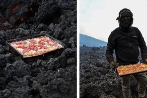 Осторожно, горячее: Гватемалец готовит пиццу на действующем вулкане