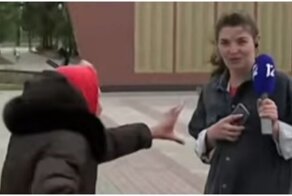 Бабушка атаковала корреспондента в прямом эфире