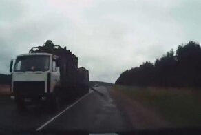 Авария дня. Упавшее с лесовоза бревно спровоцировало ДТП