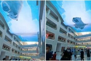 Впечатляющий потолок в торговом центре