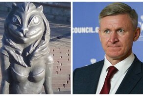 Декольте и кошке к лицу: скандальный памятник верхом на чемоданах скоро вернут на вокзал