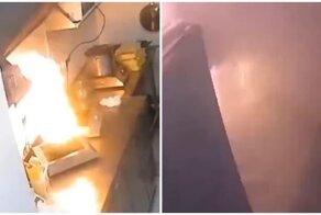 Попытка потушить горящее масло водой обернулась провалом