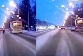 В Уфе у пассажирского автобуса отлетели сразу два колеса прямо на дороге
