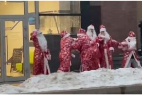 Драка Дедов Морозов в Москве попала на видео