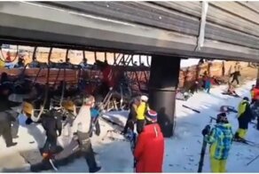 Подъёмник «сошёл с ума» на горнолыжном курорте в Южной Корее