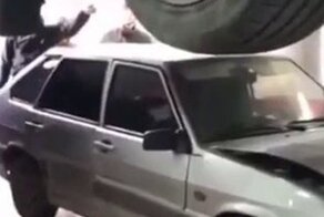 Эффектный заезд в автосервис из Дагестана