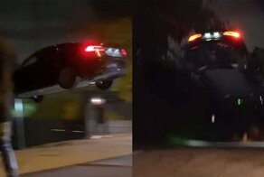 Водитель Tesla совершил впечатляющий прыжок в Лос-Анджелесе, и теперь его разыскивает полиция