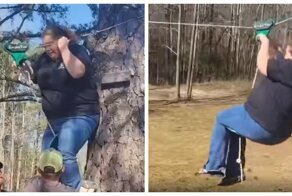 "Грация кошки, ловкость картошки": эпичное падение с&nbsp;тарзанки