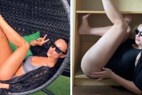 Девушка пародирует фото звёзд и блогеров