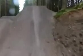 Захватывающая поездка по трассе в лесу