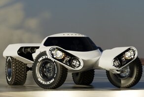 Концепт-кар The Huntress с вращающимися колесами, которые подстраиваются под неровную поверхность