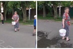 Вредная женщина  не разрешает детям играть на асфальте