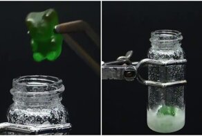 Что произойдет, если мармеладный мишка попадет в подогретый хлорат калия?