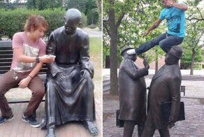 20 забавных фотографий с памятниками, которые поднимут настроение