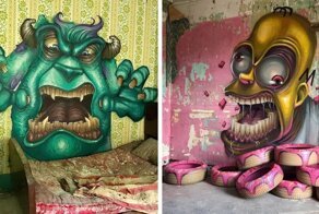 Художник из Барселоны рисует пугающие мультяшные граффити с популярными персонажами