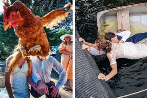 Свадебные фото, на которых были пойманы забавные  моменты