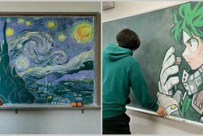 15 потрясающих картин от учителя, который рисует мелом на школьной доске
