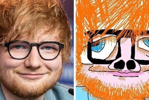 Иллюстратор рисует карикатуры знаменитостей, намеренно делая это максимально нелепо