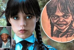 Татуировка с изображением Уэнсдей Аддамс стала вирусной из-за того, что она больше похожа на Сэмюэля Л. Джексона