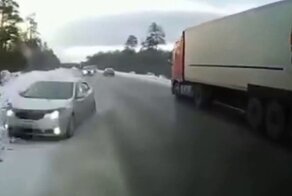 Опасный обгон на трассе «Кола» в Мурманской области