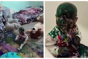 Вот что бывает, когда дети, оставленные без присмотра, находят краску