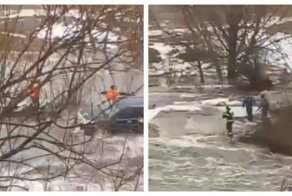 Весенний паводок смыл автомобиль с людьми