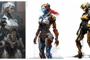 Женоподобные андроиды, нарисованные нейросетью