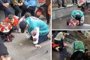 Мужчина всю ночь простоял на коленях перед офисом отвергшей его возлюбленной