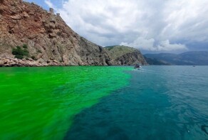 У берегов Балаклавы вода окрасилась в кислотно-зелёный цвет