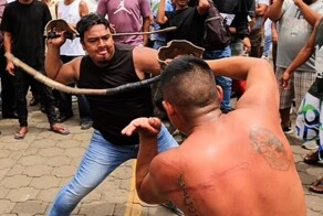 Жители Никарагуа в честь Иоанна Крестителя устроили дуэли на высушенных бычьих гениталиях