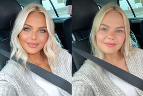 Девушка показывает, что нельзя верить всему, что попадает в соцсети, особенно фотографиям