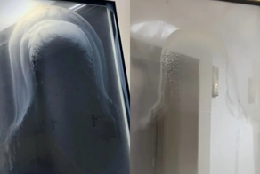 На стеклах военного госпиталя в Москве стали появляться очертания Богородицы