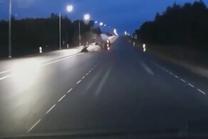Наехал на сбитого лося и перевернулся