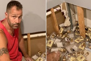 Супруги обнаружили, что стена в их новом доме забита пустыми бутылками