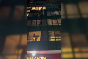 Жители Мурино спасли кота, который зацепился за подоконник