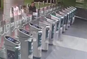 Московский "заяц" разбил стеклянную створку в метро