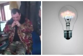 Мужчина засунул лампочку себе в рот
