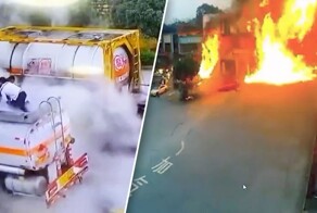 Мощный взрыв сжиженного газа в Китае попал на видео